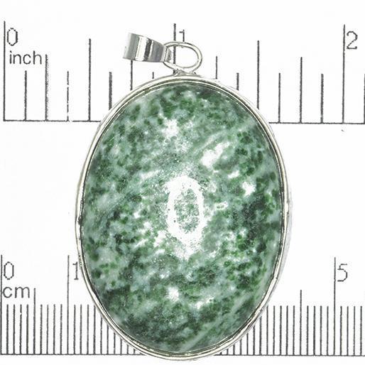 30mm x 40mm Green Spot Agate Oval Pendant - With Bail - Semi Precious Stone - SP604
