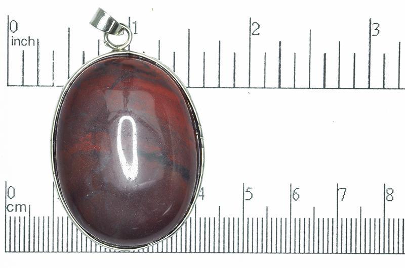 30mm x 40mm Poppy Jasper Oval Pendant - With Bail - Semi Precious Stone - SP613