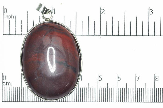 30mm x 40mm Poppy Jasper Oval Pendant - With Bail - Semi Precious Stone - SP613