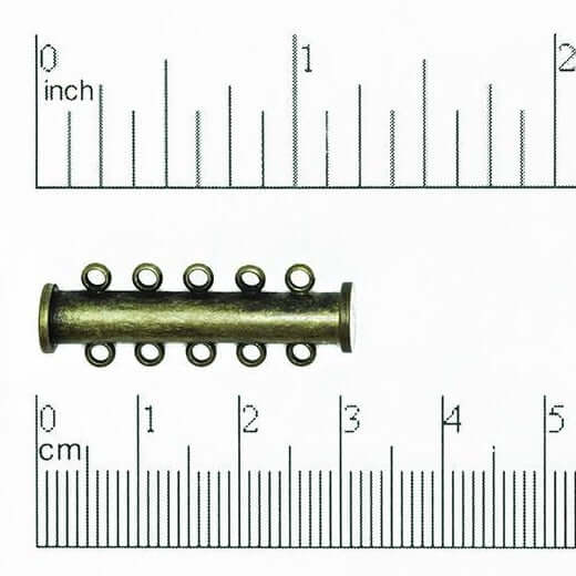 30mm x 10mm 5-Hole Magnetic Slide Clasp - Made of Brass - Sold Individually - CL/MC120/5