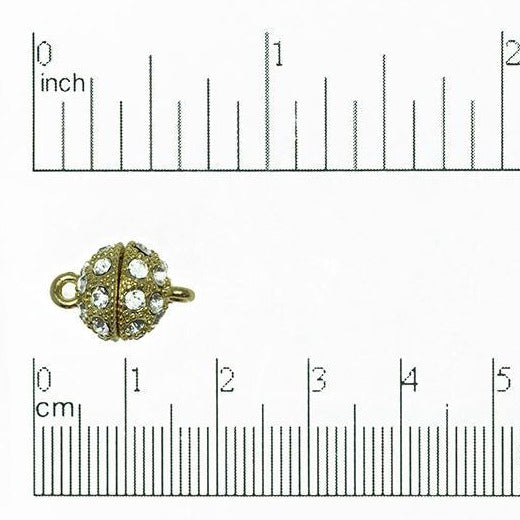 15mm x 11mm Faceted Crystal Orb Magnet Clasp - Made of Brass - Sold Individually - CL/MC6