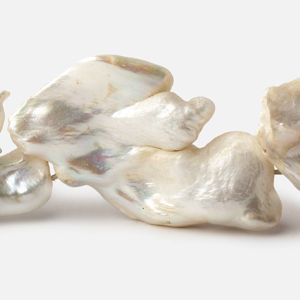 Off White Souffle Straight Drilled Baroque Freshwater Pearls 15.5 inch 10 beads 30x22-53x30mm