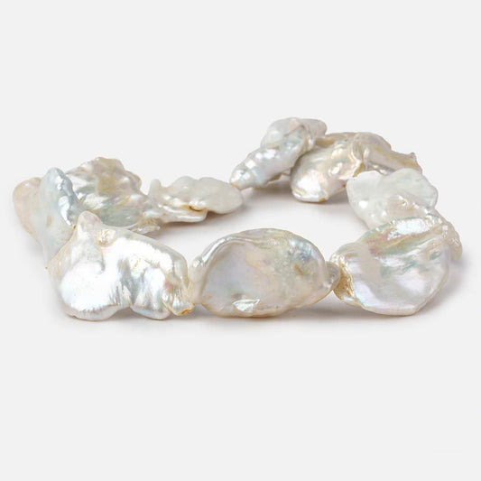 Off White Souffle Straight Drilled Baroque Freshwater Pearls 16 inch 12 beads 31x22-38x23mm