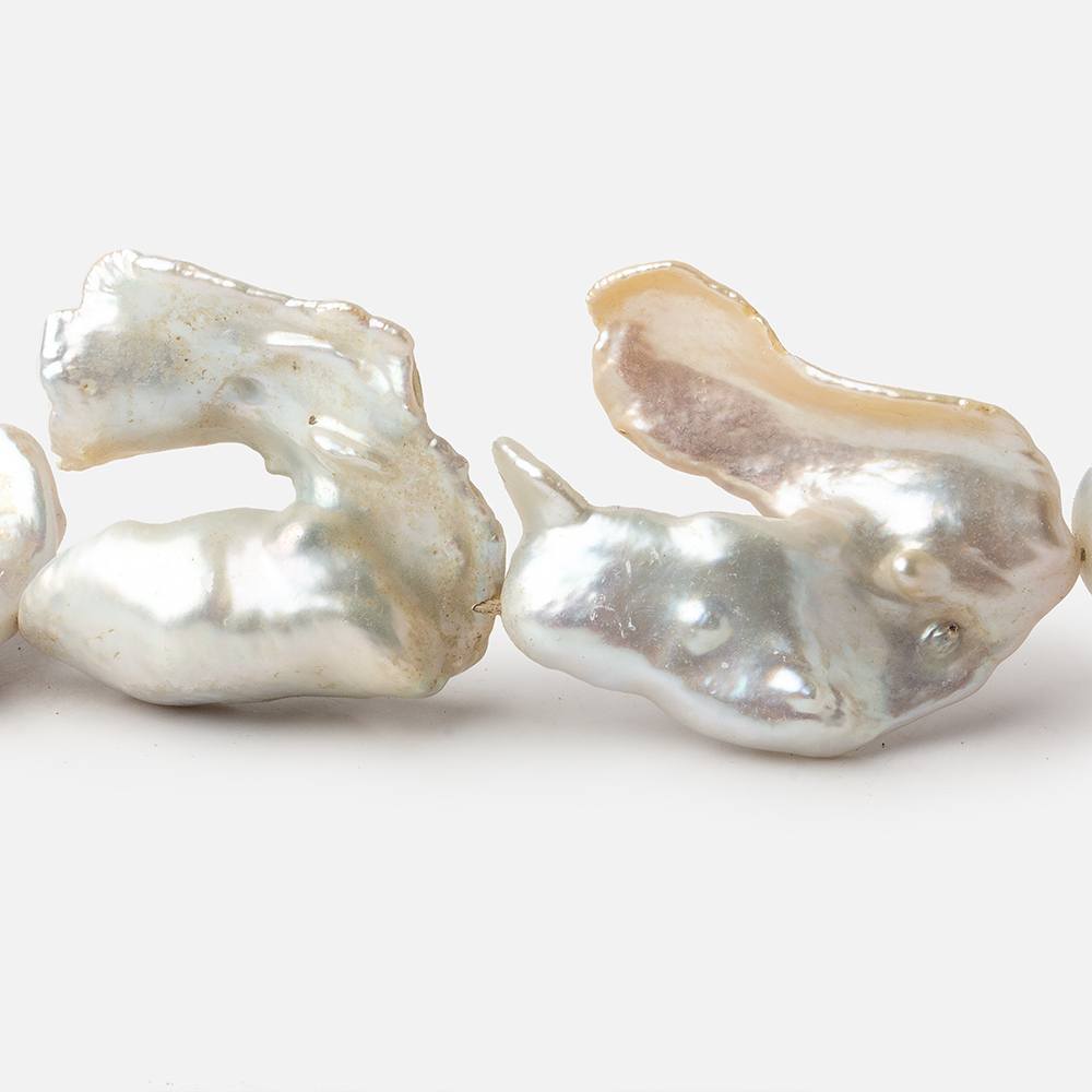 Off White Souffle Straight Drilled Baroque Freshwater Pearls 16 inch 13 beads 23x25-40x31mm