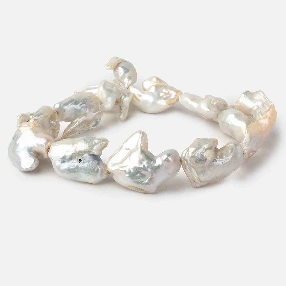 Off White Souffle Straight Drilled Baroque Freshwater Pearls 16 inch 13 beads 23x25-40x31mm