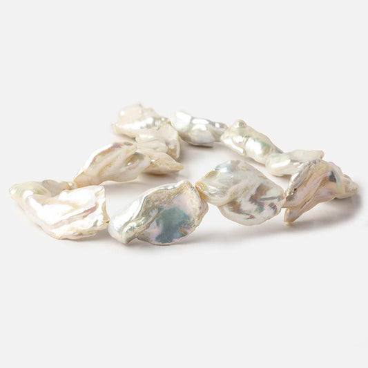 Off White Souffle Straight Drilled Baroque Freshwater Pearls 16 inch 13 beads 31x22-38x22mm