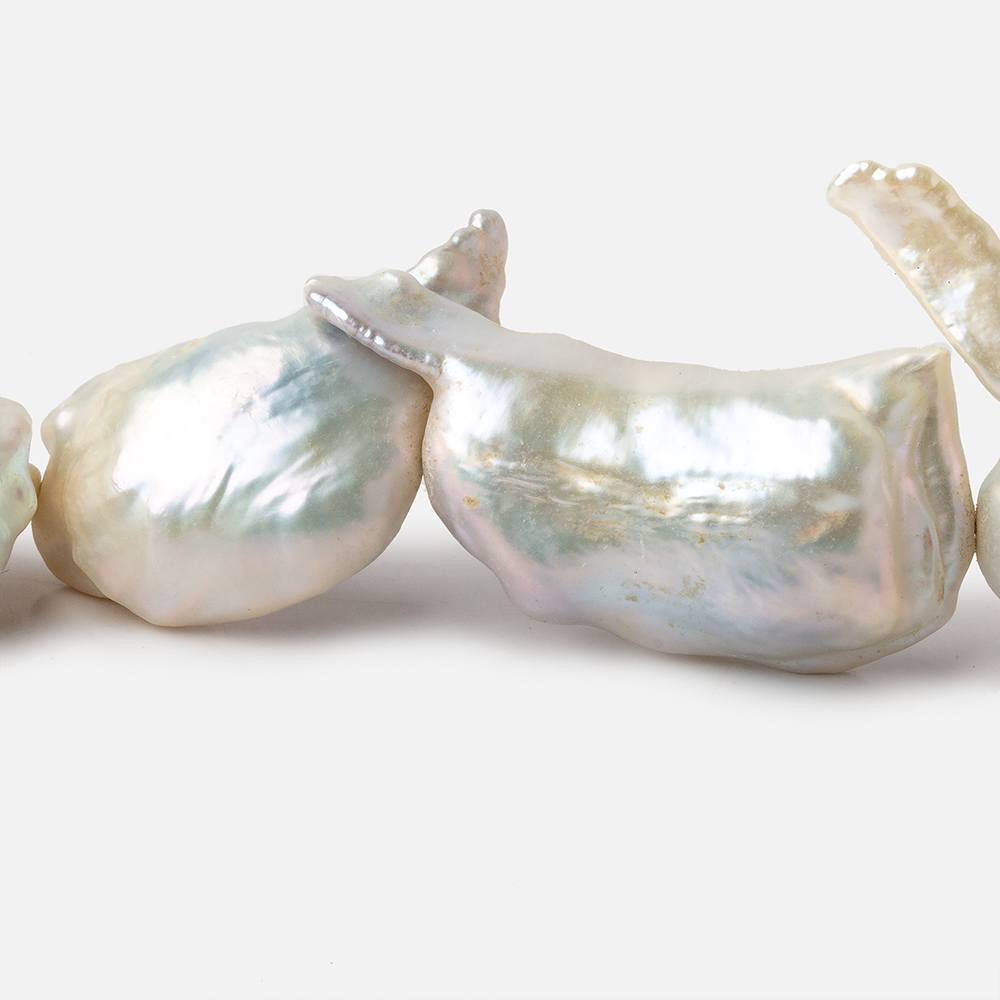 Off White Souffle Straight Drilled Baroque Freshwater Pearls 16 inch 15 beads 24x17-45x30mm
