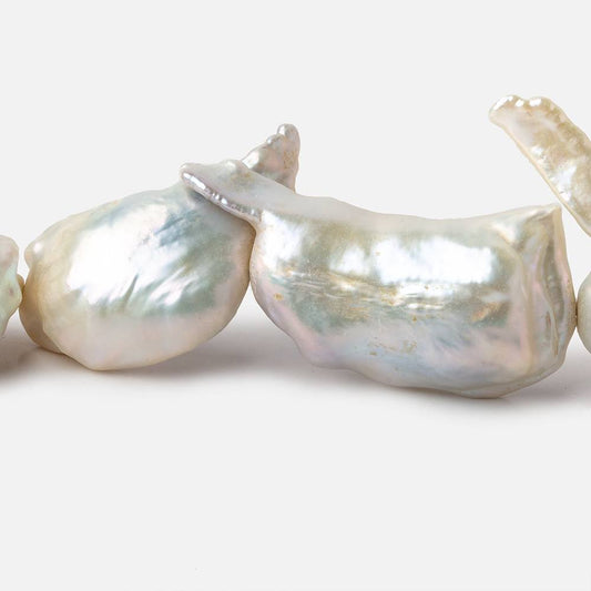 Off White Souffle Straight Drilled Baroque Freshwater Pearls 16 inch 15 beads 24x17-45x30mm