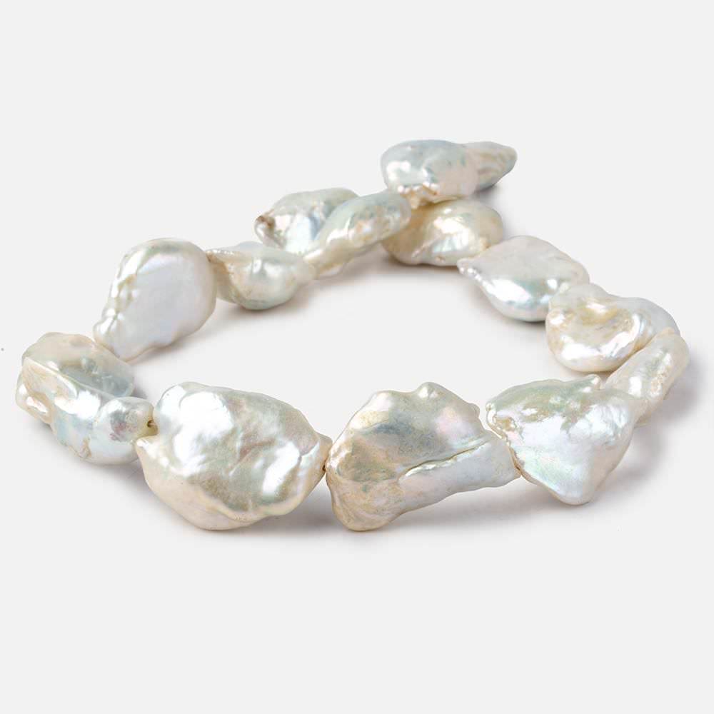Off White Souffle Straight Drilled Baroque Freshwater Pearls 16 inch 15 beads 24x18-31x23mm