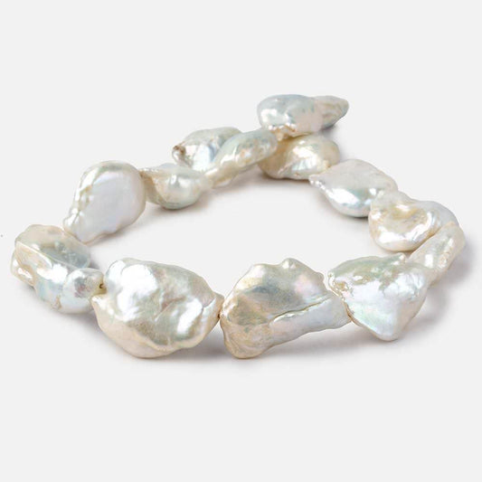 Off White Souffle Straight Drilled Baroque Freshwater Pearls 16 inch 15 beads 24x18-31x23mm