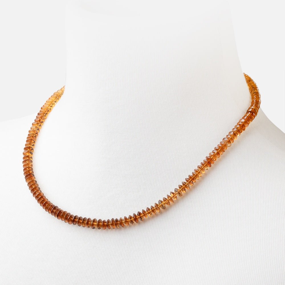 Ombré Golden Tourmaline Plain Disc Rondelle Necklace with a 14kt Gold Clasp AAA