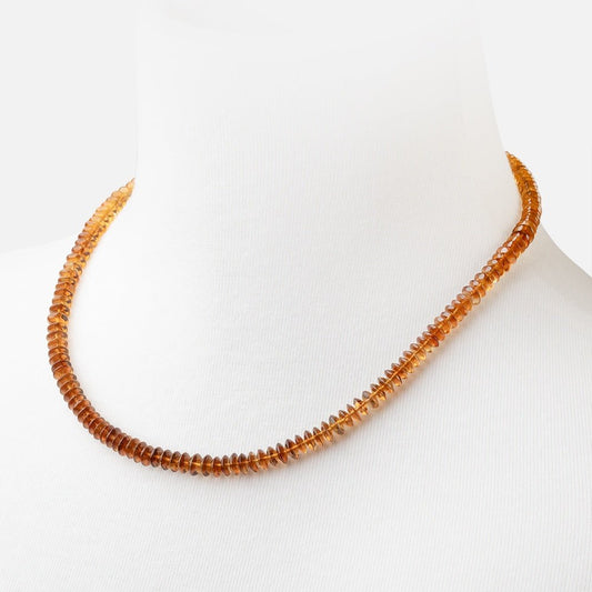 Ombré Golden Tourmaline Plain Disc Rondelle Necklace with a 14kt Gold Clasp AAA