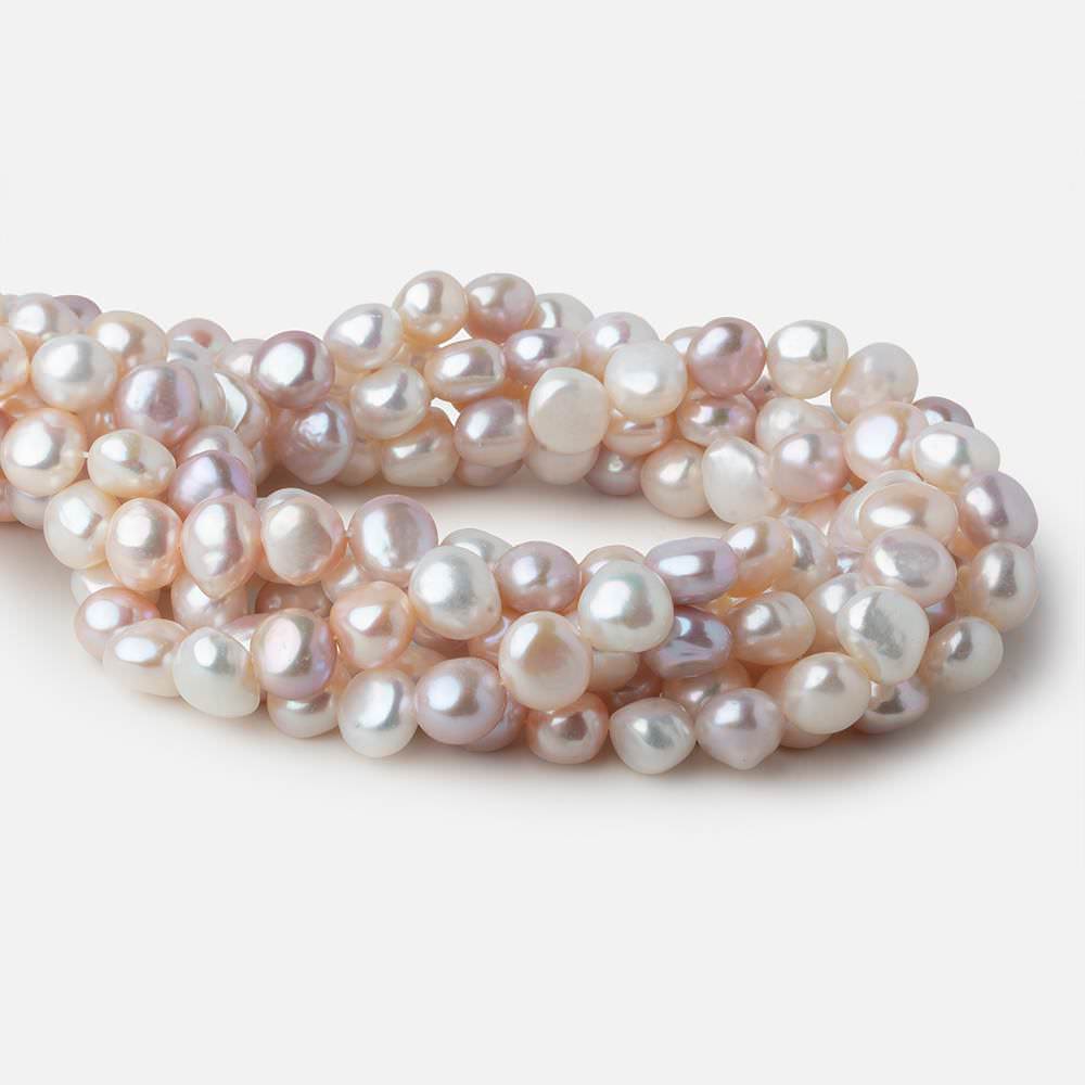 Pastel TriColor Baroque Freshwater Pearls 16 inch 40 pieces 10x9-12x9mm A