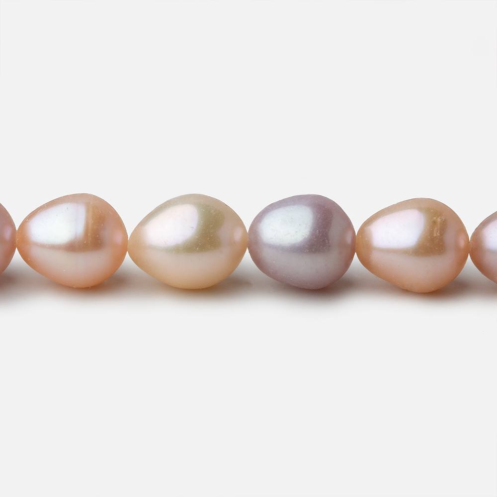 Pastel TriColor straight drilled oval Freshwater Pearls 16 inch 37 pearls 8x9-8x10mm A