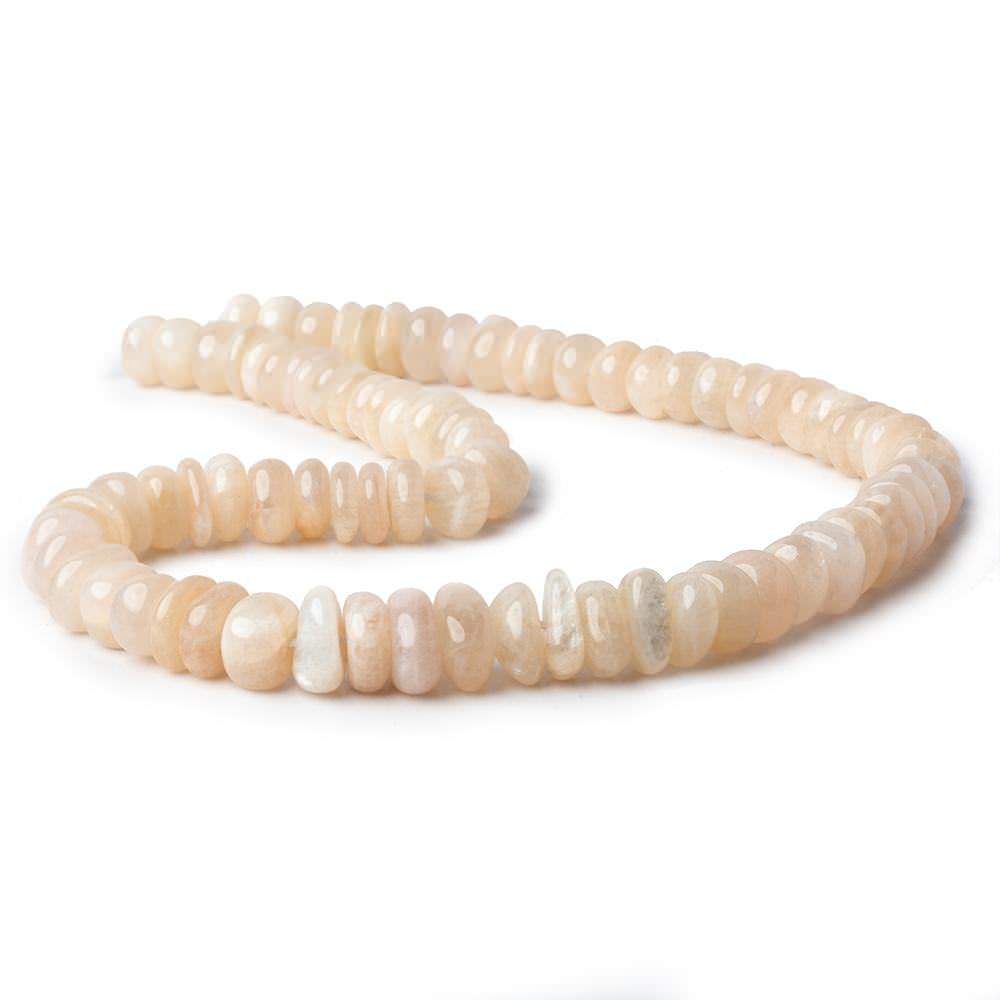 Peach Moonstone & Rainbow Moonstone center drill nuggets 16 inch 72 beads