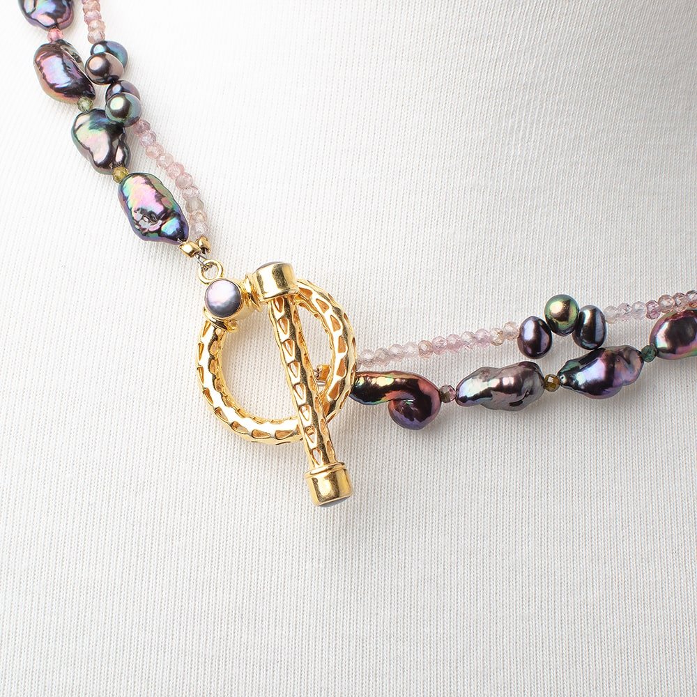 Peacock Pearl and Spinel Necklace