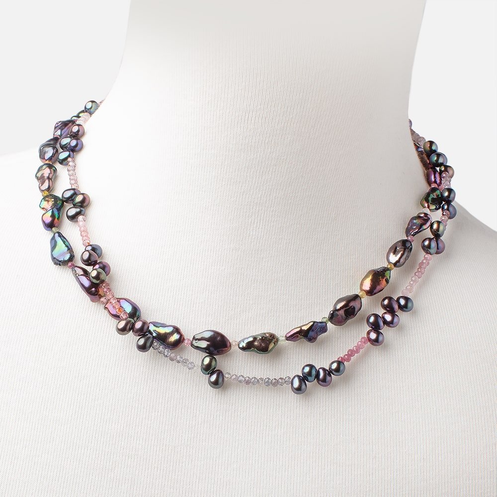 Peacock Pearl and Spinel Necklace