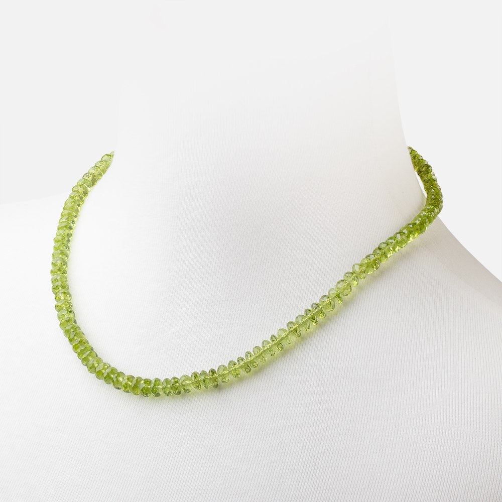Peridot Faceted Rondelle Necklace with a 14kt Gold Clasp AAA