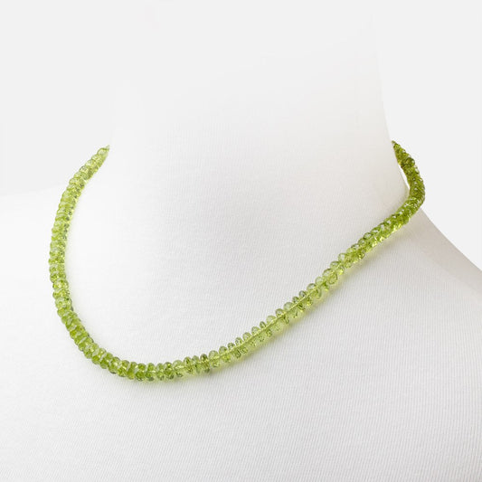 Peridot Faceted Rondelle Necklace with a 14kt Gold Clasp AAA