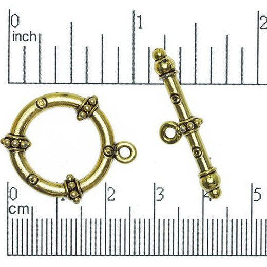 27mm x 22mm Loop, 32mm Bar Studded Ring Toggle - Made of Pewter - Sold as a Set - CBS1861