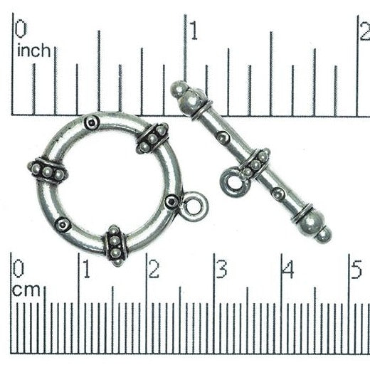 27mm x 22mm Loop, 32mm Bar Studded Ring Toggle - Made of Pewter - Sold as a Set - CBS1861