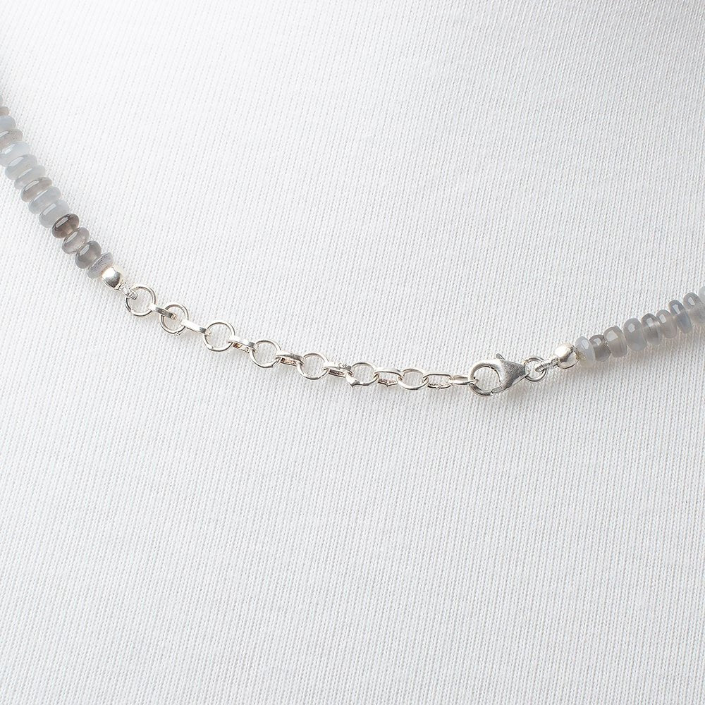 Platinum Moonstone Plain Rondelle Necklace AAA