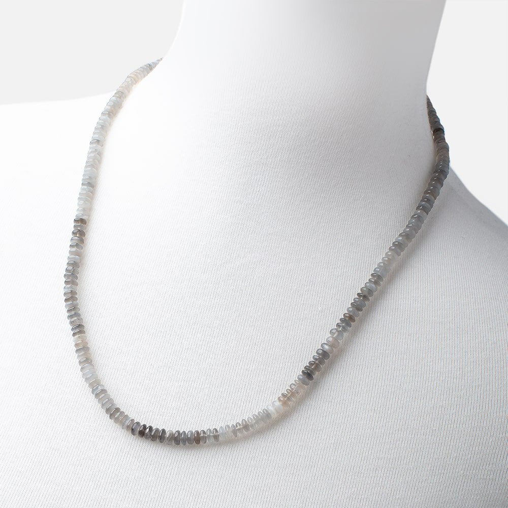 Platinum Moonstone Plain Rondelle Necklace AAA