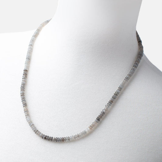 Platinum Moonstone Plain Rondelle Necklace AAA