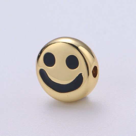 10mm CZ Gold Filled Beads, Smiley Beads, Happy Face Beads, Emoji Charm for Bracelet Necklace Supply B-350