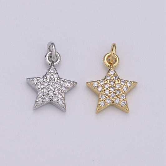10x10mm 24K Gold Filled Star Charms, Cubic Zirconia Charms, Micro Pave Charms, Star Pendant, CZ Celestial Jewelry Micro Pave Star Charm, D-578 D-579