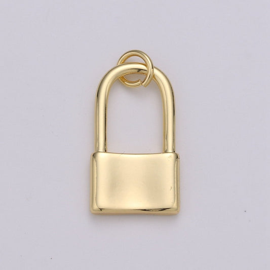 11X19mm Dainty padlock charm in 24k gold filled lock charm for earring bracelet necklace. Tiny small dainty gold lock charm D-672