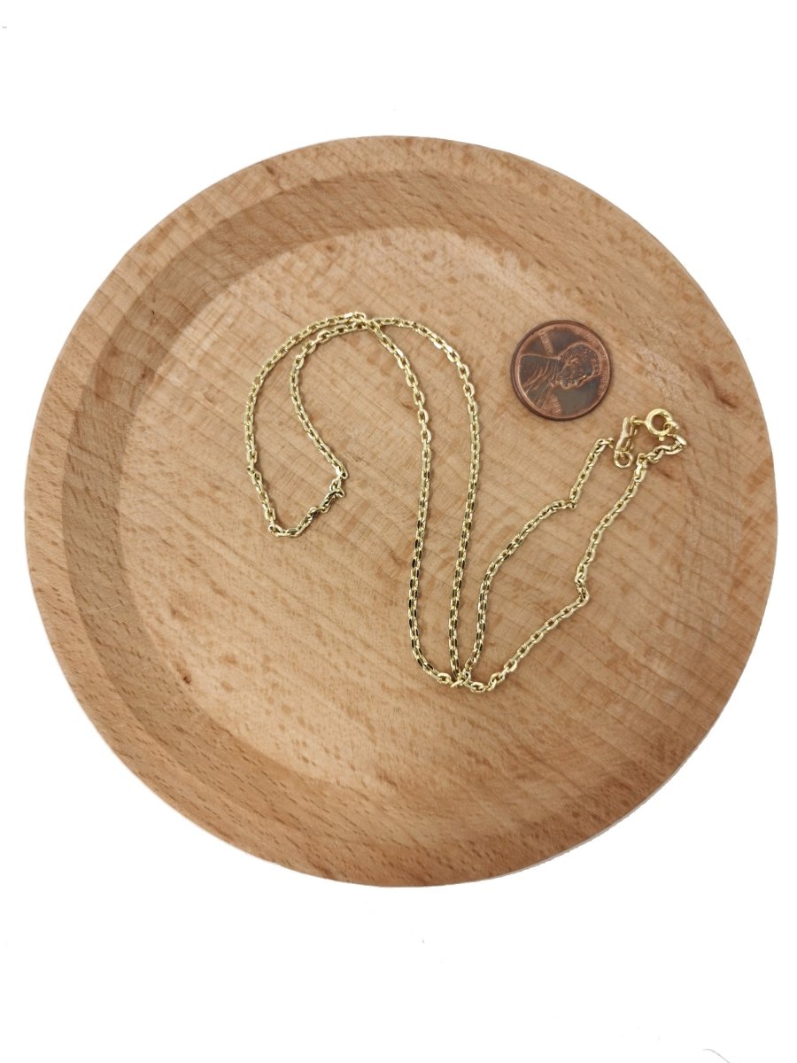 14K Gold Filled 17.0'' Ready to Use Thin Rolo Necklace Chain, Layering Rolo Chain, Dainty 1.5mm Necklace w/ Spring Ring | CN-616