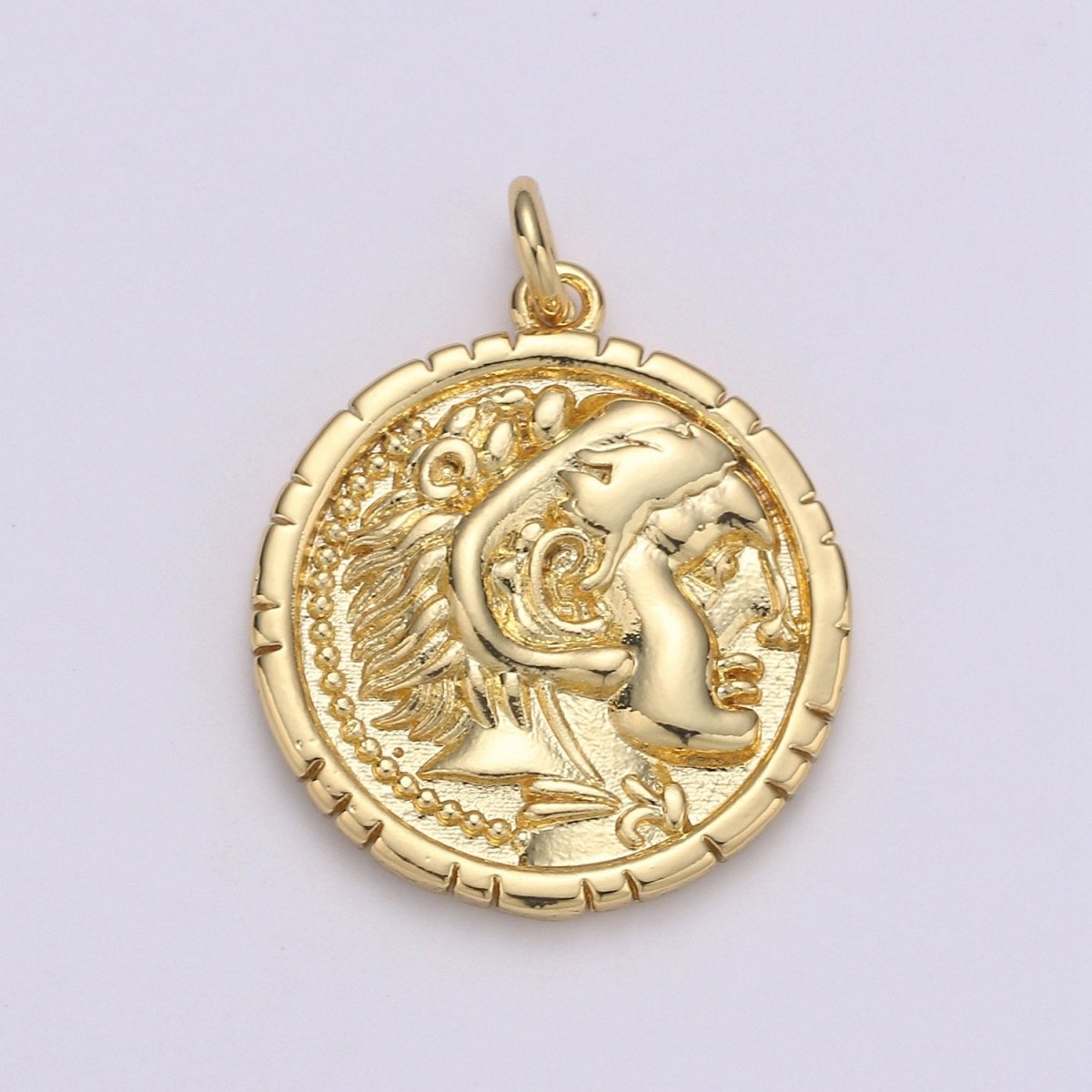 14k Gold Filled Alexander the Great Greek Warrior Coin Medallion, Ancient Gold Coin Pendant, Jewelry DIY, Necklace Pendant, Wristlet Charm D-149
