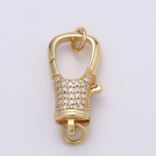 14k Gold Filled CZ Micro Pave Clasp Rectangle Lock Clasp, Interlock Micro pave Clasp Fastener for Bracelet Necklace Clear Pink Black Purple K-116