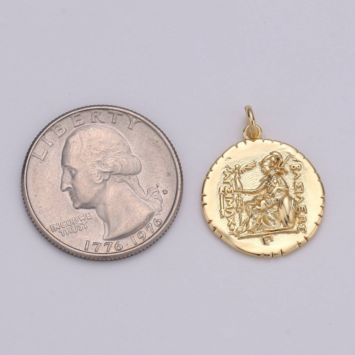 14k Gold Filled  Macedonia Ancient Coin Pendant,  Greek Warrior Alexander Coin Pendant, Warrior Coin Pendant, Hercules coin Pendant, D-204