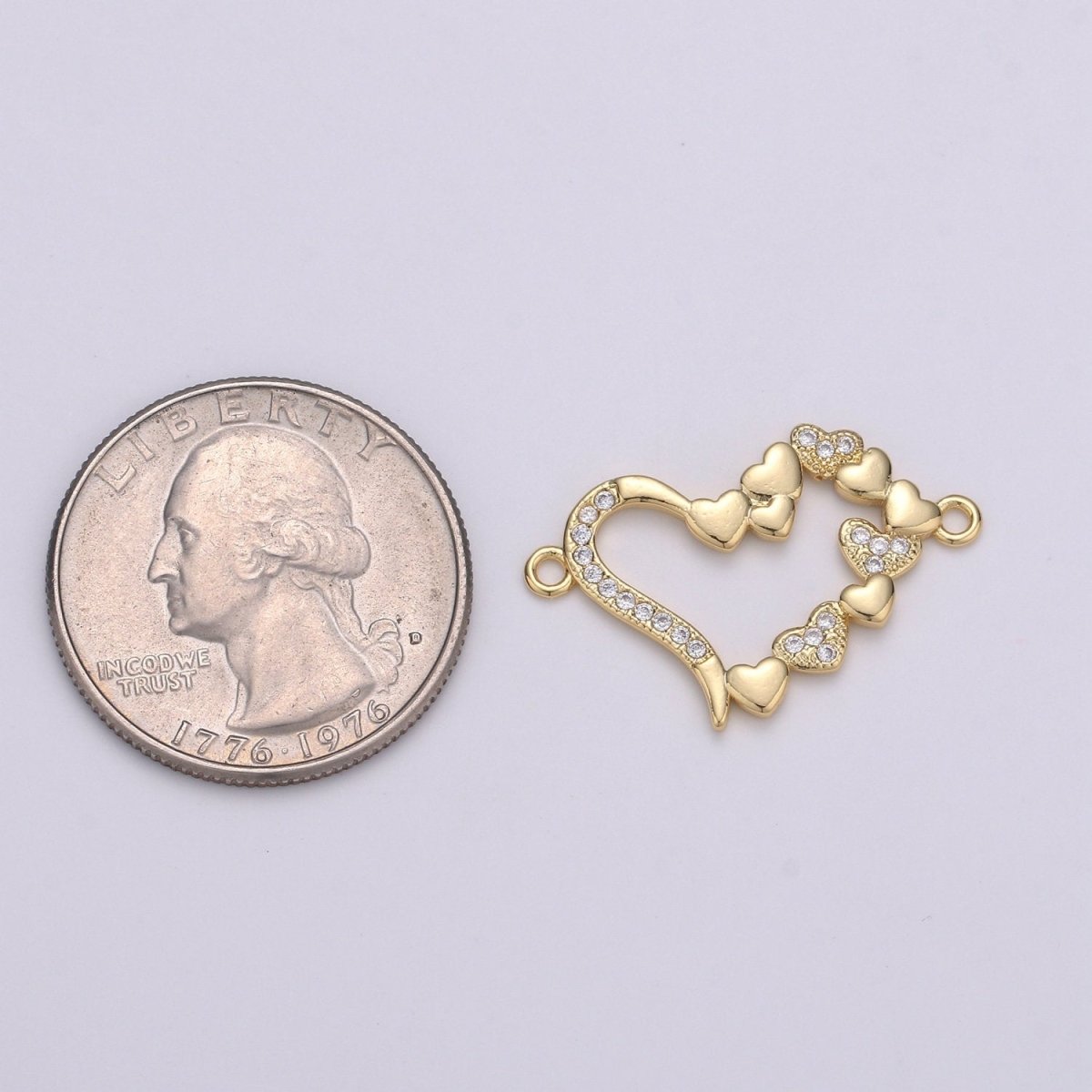 14K Gold Filled Micro Pave CZ Heart Charm Connector Micro Pave CZ Love Connector For Bracelet and Necklace Supply F-506