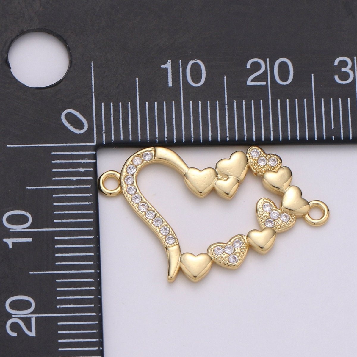 14K Gold Filled Micro Pave CZ Heart Charm Connector Micro Pave CZ Love Connector For Bracelet and Necklace Supply F-506