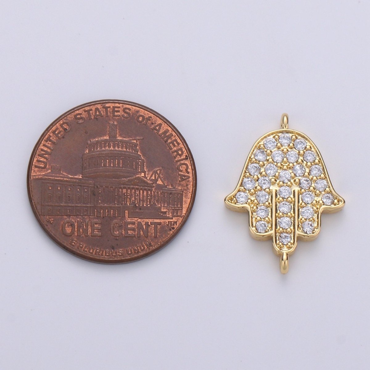 14K Gold Plated Hamsa Hand Connector - Dainty Link Connector- Cubic Mariposa Charm Connector- for Necklace Bracelet Component F-802