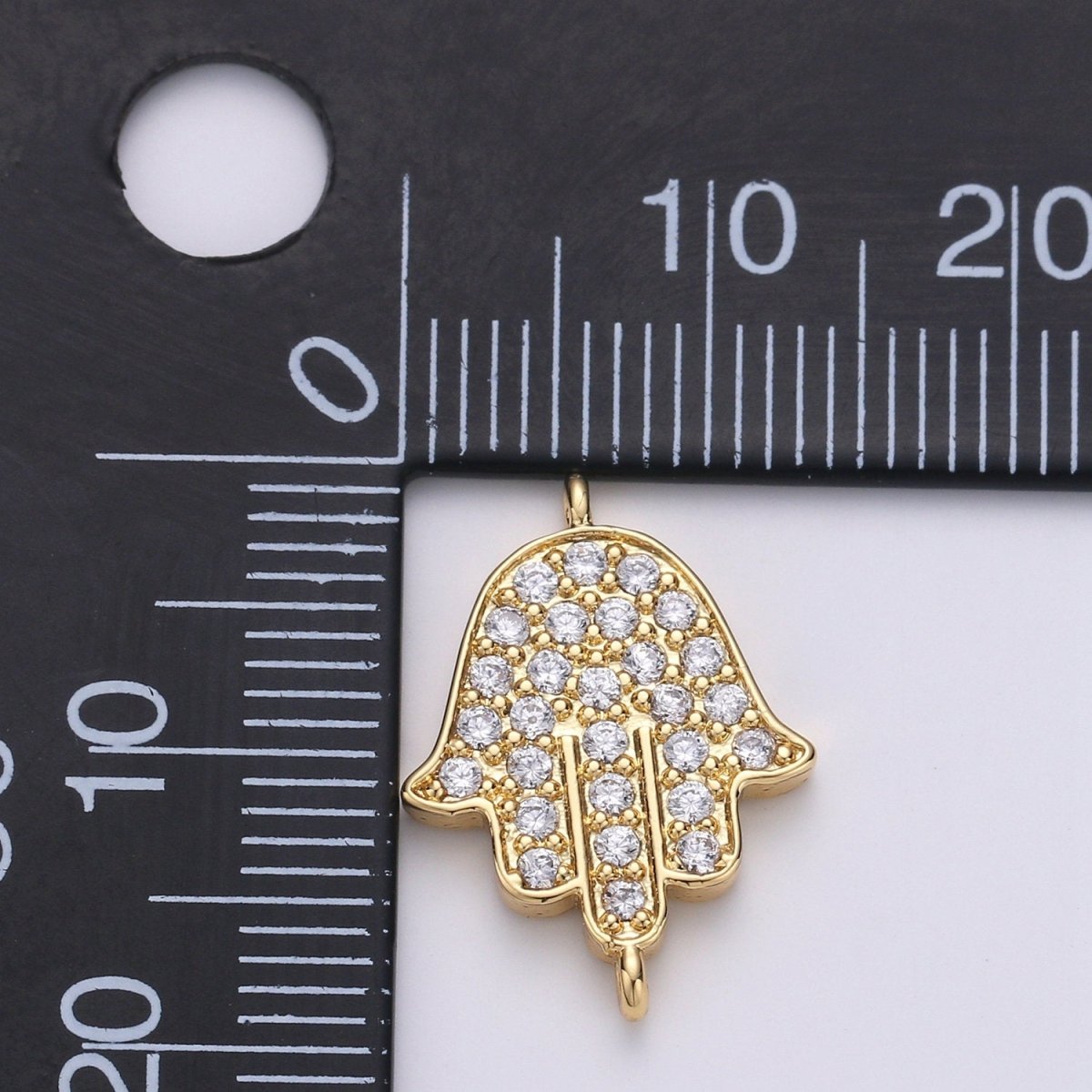14K Gold Plated Hamsa Hand Connector - Dainty Link Connector- Cubic Mariposa Charm Connector- for Necklace Bracelet Component F-802