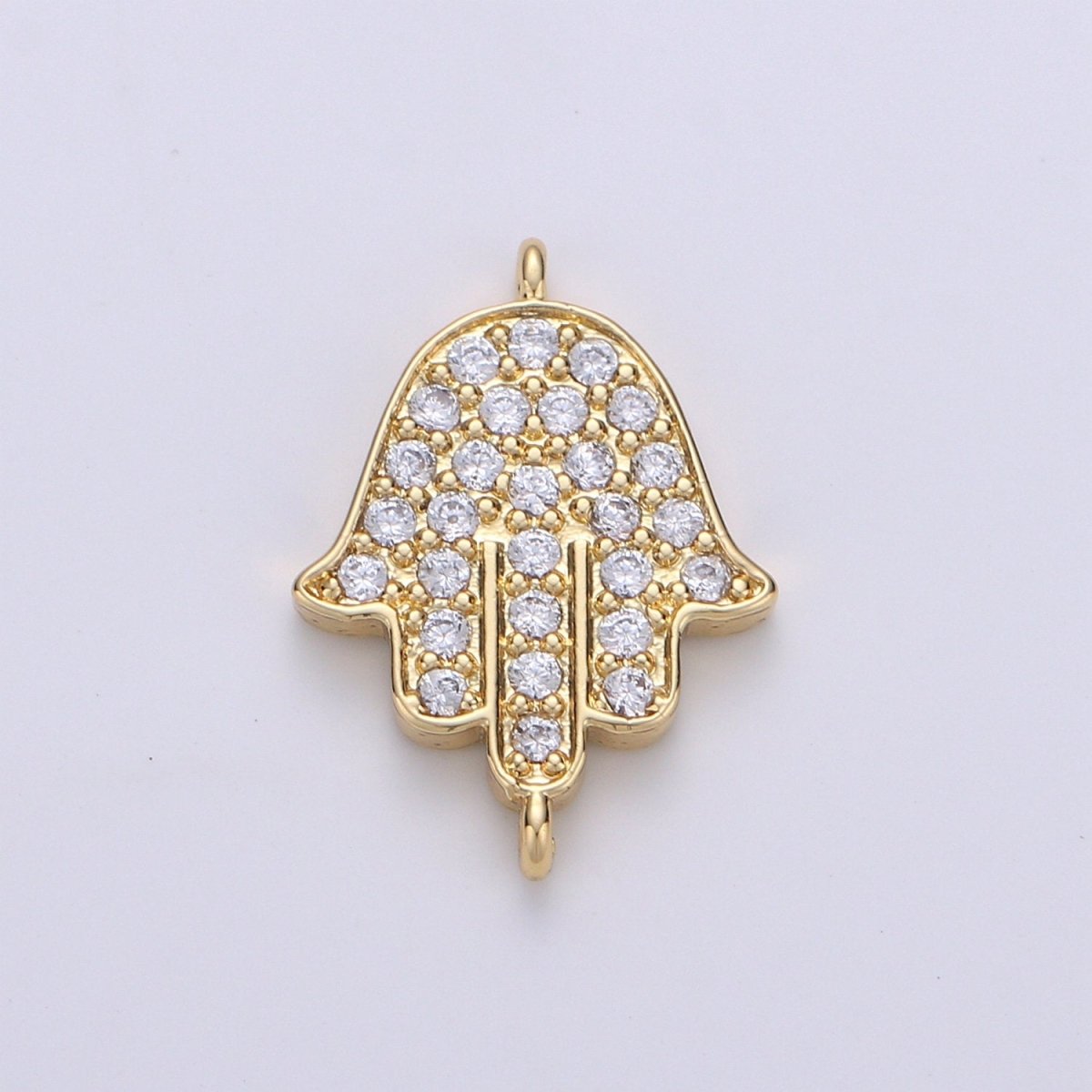 14K Gold Plated Hamsa Hand Connector - Dainty Link Connector- Cubic Mariposa Charm Connector- for Necklace Bracelet Component F-802