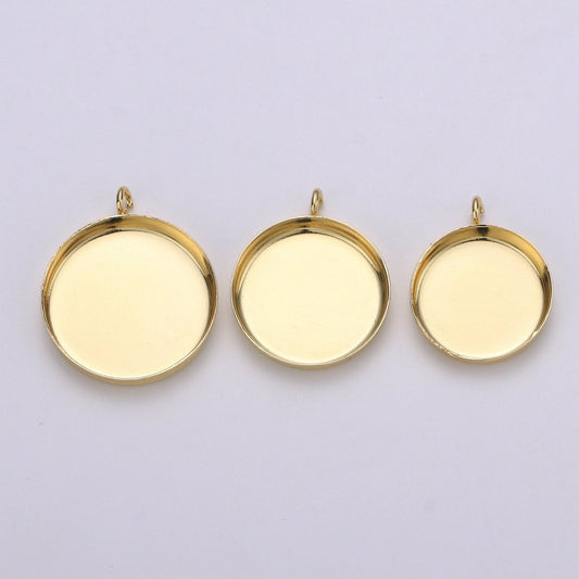 14kGold Filled Round Circle Circular Bezel Cup Earring,Supplies for DIY Earring & Pendat Jewelry,Perfect for DIY Round Pendant Tray with Loop K-926 K-927 K-928