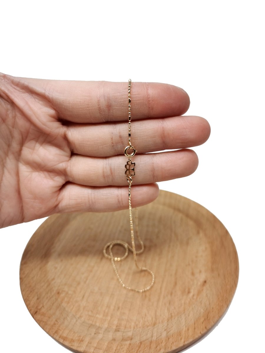 15.6'' Ready to Use 18K Gold Plated Bead Necklace Chain, Layering Beaded Chain, Dainty 1mm Bead Necklace w/Spring Ring | CN-656  Clearance Pricing