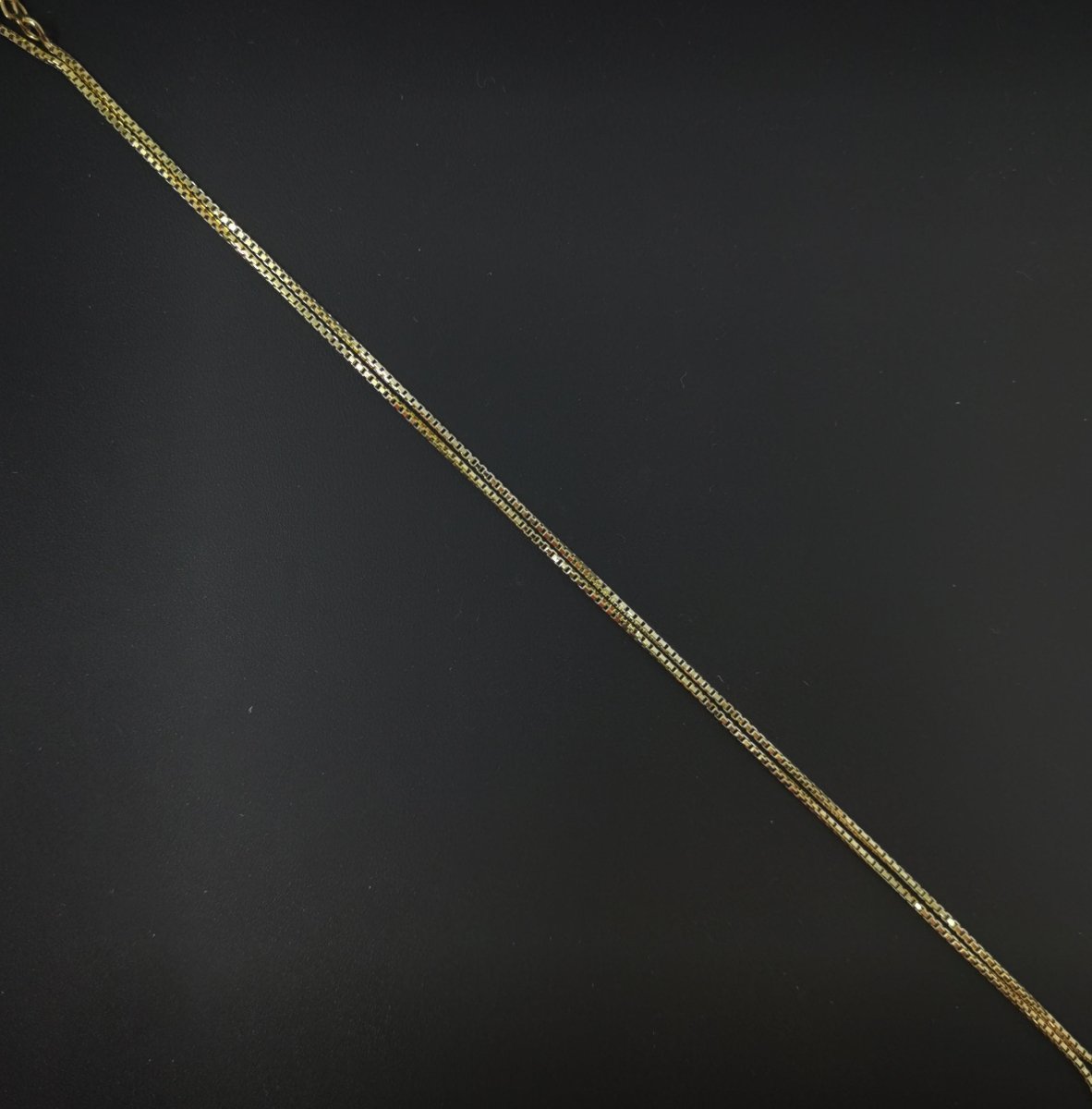 15.7 Inch Ready To Wear Chain, 14K Gold Plated Box Chain Necklace, Dainty 1mm Layering Box Necklace w/Spring Ring | CN-563
