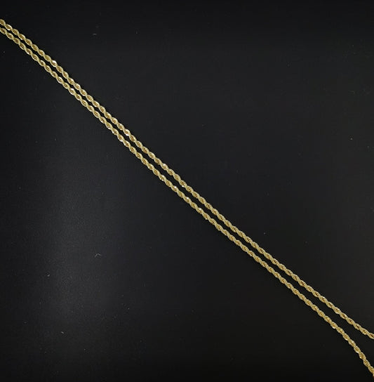 1.5mm Rope Chain Necklace - 14K Gold Plated Necklace Chain - 17.7 Inches Rope Necklace w/Lobster Clasps | CN-562  Clearance Pricing