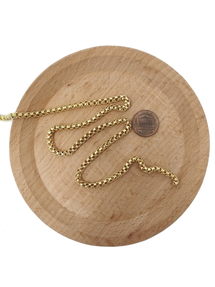 16K Gold Filled Box Book BRIOLETTE Venetian Chain by Yard, Wholesale Bulk Roll Chain for Jewelry Making | ROLL-037 Clearance Pricing