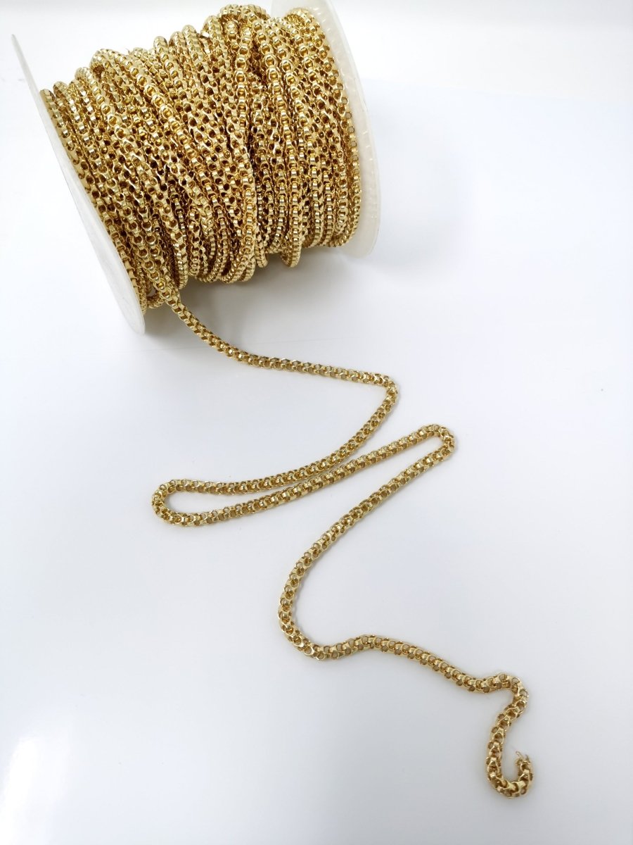 16K Gold Filled Box Book BRIOLETTE Venetian Chain by Yard, Wholesale Bulk Roll Chain for Jewelry Making | ROLL-037 Clearance Pricing