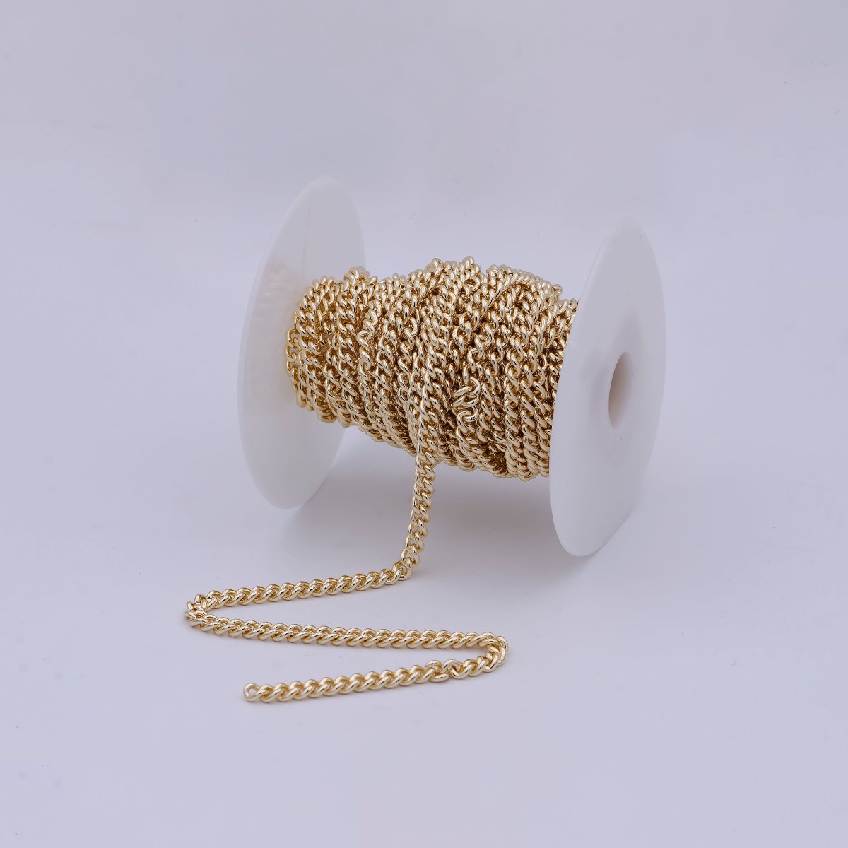 16K Gold Filled Cuban Curb Chain by Yard, Wholesale Bulk Roll Chain for Jewelry Making | ROLL-257
