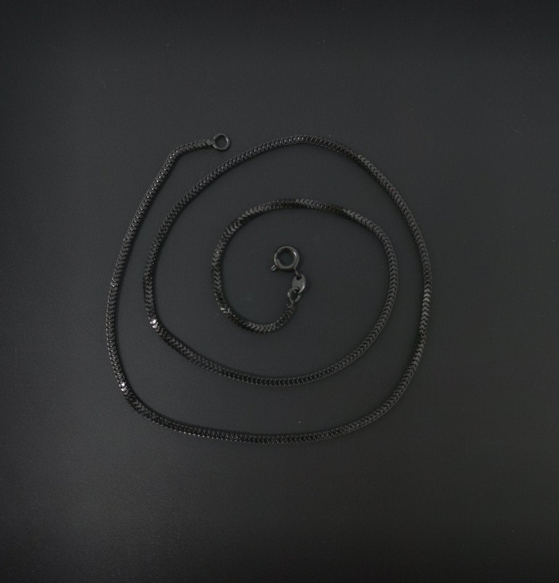 17.5 inch Black Gun Metal Plated Chain Necklace, Square Box Chain Necklace, Layering Dainty 1.5mm Black Box Necklace w/ Spring Ring | CN-545  Clearance Pricing