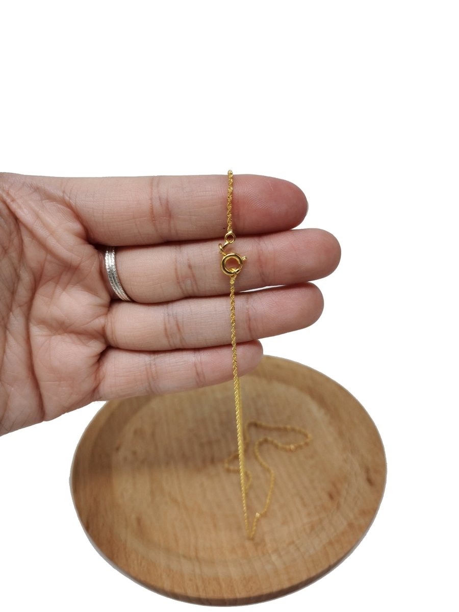 17.7'' Ready to Use 24K Gold Plated Rope Necklace Chain, Layering Rope Chain, Dainty 2.2mm Rope Necklace w/ Spring Ring | CN-003  Clearance Pricing