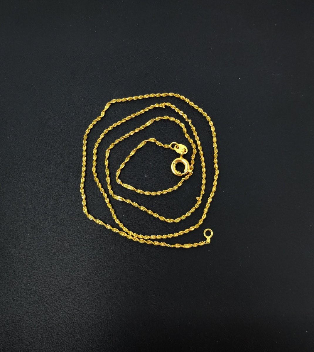 17.7'' Ready to Use 24K Gold Plated Rope Necklace Chain, Layering Rope Chain, Dainty 2.2mm Rope Necklace w/ Spring Ring | CN-003  Clearance Pricing